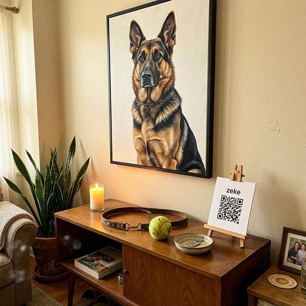 collar has a natural home in the memorial space you've created for your pet.

Draped around the base of a photo frame. Coiled beside the candle. Laid alongside their favorite toy.